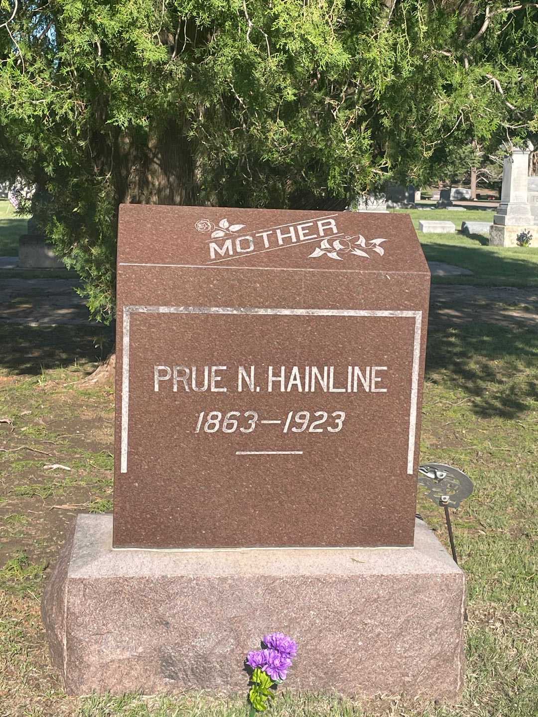 Prue N. Hainline's grave. Photo 1